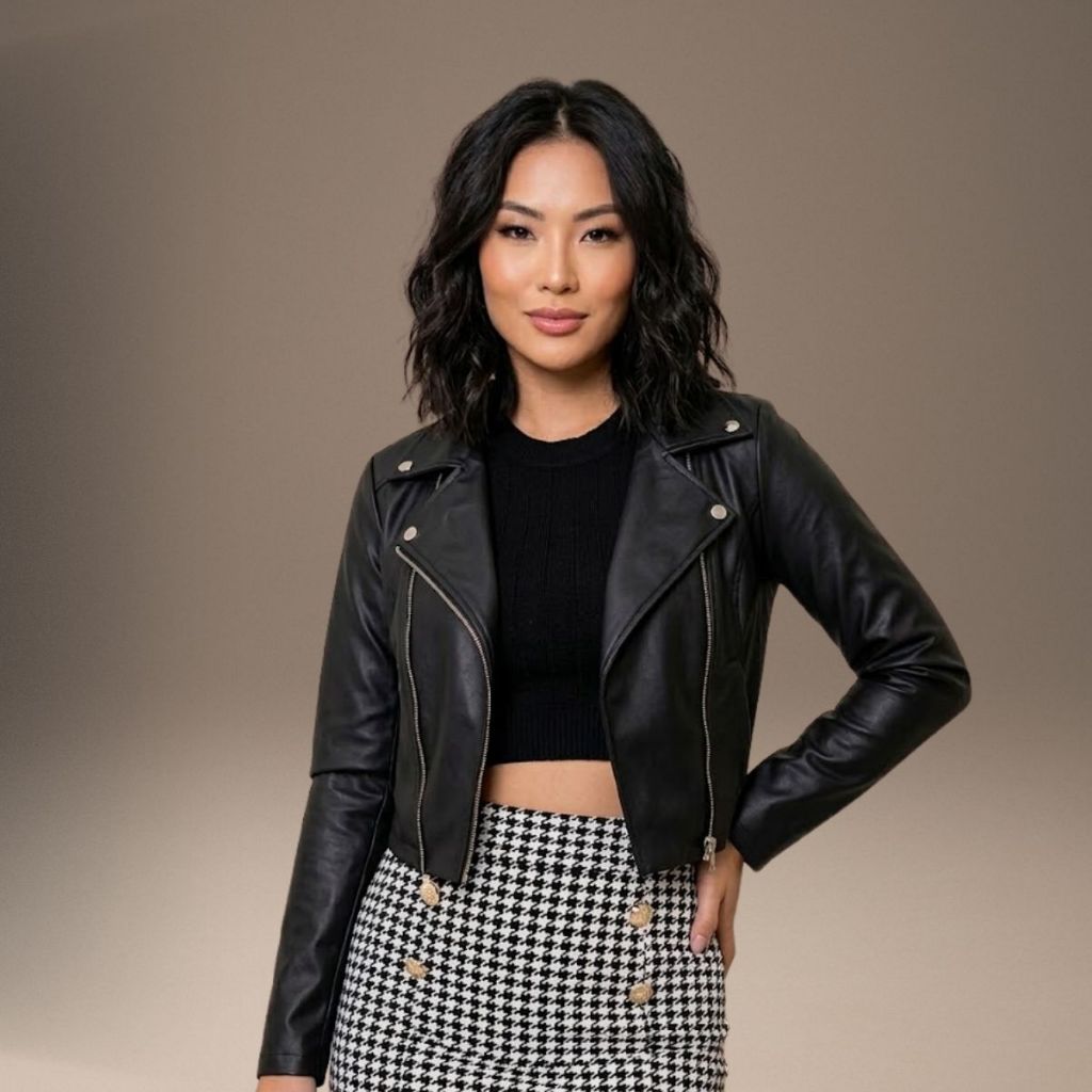 Jaqueta Couro Ecológico Slim Motoqueira Outono Inverno Promoção