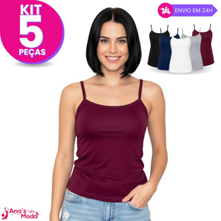 Kit Regata Feminina Básica Lisa Blusinha Alça Fina Viscolycra Academia Treino 1 ou 5 Peças em Oferta na Shopee