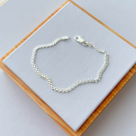 Pulseira de Prata 925 Legítima Esteira 18cm Feminina