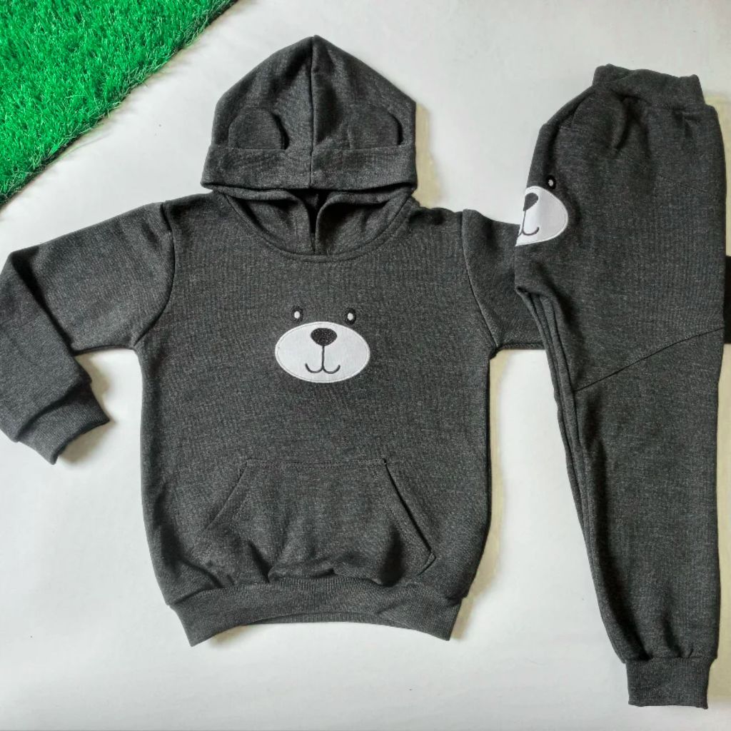 Conjunto Infantil Moletom Inverno Ursinho Bordado na blusa e calça Bebê Menino Menina Quentinho para Bebê Menino Menina