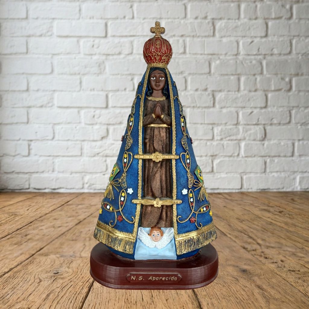 Imagem Nossa Senhora Aparecida 40cm Resina Estátua Católica Grande Decoração Altar Presente Fé