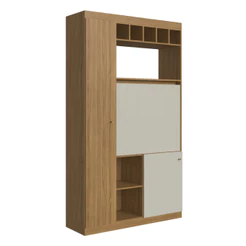 Armário de Cozinha Compacto com Portas Nichos Prateleiras 120cm Naturalle/Cristalo - Decibal Móveis