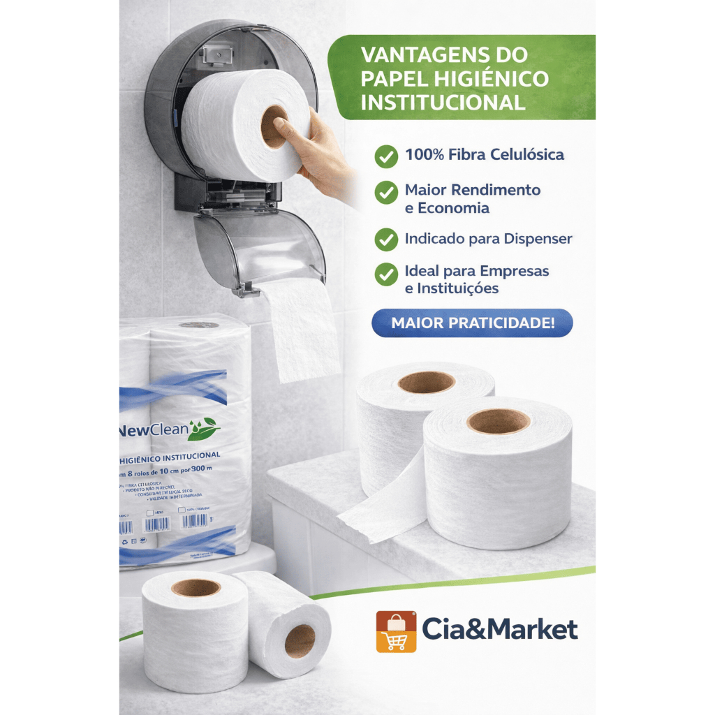 Papel Higiênico Rolão 300m 8 Un Branco Alta Durabilidade