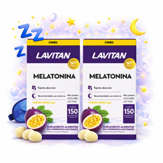 Kit 2 Melatonina Maracujá 150 Comprimidos Mastigáveis Lavitan Suplemento Alimentar em Oferta na Shopee