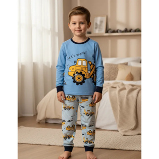Pijama Infantil Masculino Inverno Let's Work - Hey Kids Azul Claro em Oferta na Shopee