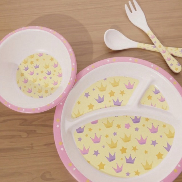 Kit 4 peças alimentação infantil introdução alimentar/ prato, bowl, garfo e colher em Oferta na Shopee