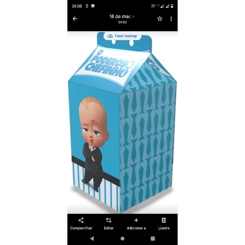 caixinha personalizada Milk poderoso chefinho