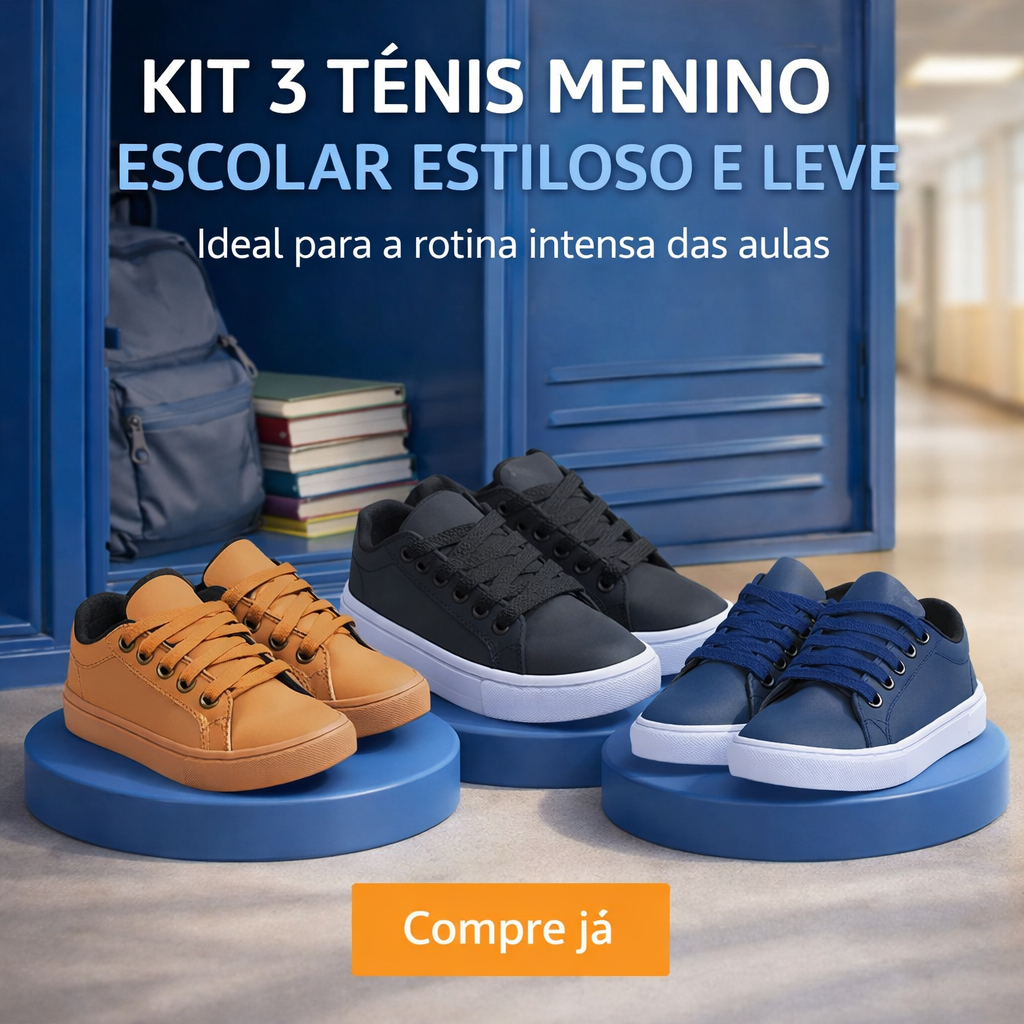 Kit 3 Tênis Menino Escolar | Estiloso e Leve Ideal Para o Seu Filho Do 25 ao 36 | COMPRE JÁ!