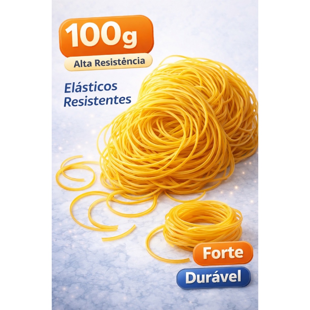 Elástico de Borracha Grosso 100g Alta Resistência Forte Embalagem Uso Doméstico Escritório Amarelo em Oferta na Shopee