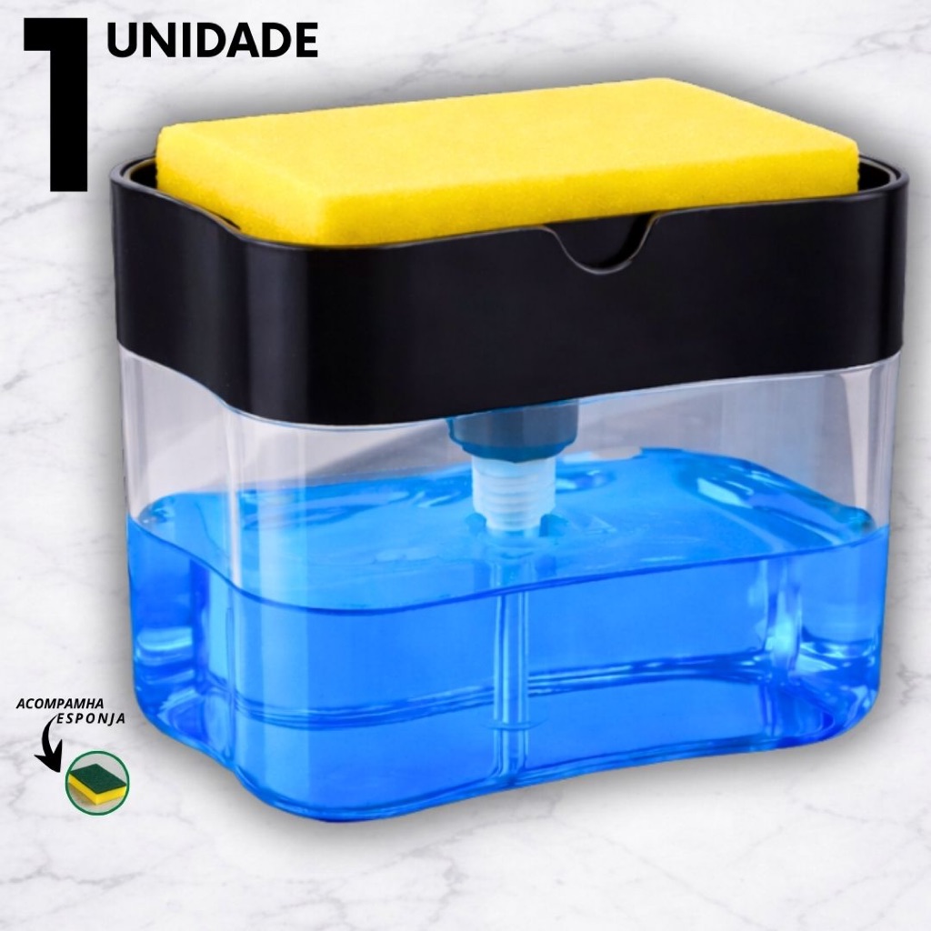 Dispenser de Detergente e Sabão Líquido com Esponja Porta Sabão Líquido – Envio Imediato