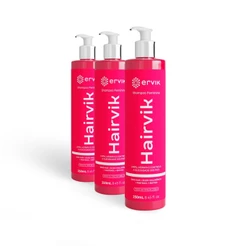 3 Shampoo Antiqueda Engrossador 250ml Hairvik Estimulante Contra Quedas