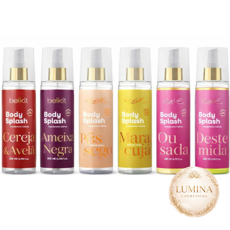 KIT 12 und Body Splash BELKIT FEMININO 200ml Alta Fixação Perfume Colonia Desodorante Corporal