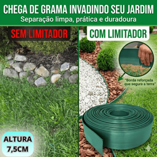 Limitador De Grama Separador VERDE com Borda Divisor Jardinagem Melhor Custo 7,5 Cm Varios Tamanhos em Oferta na Shopee