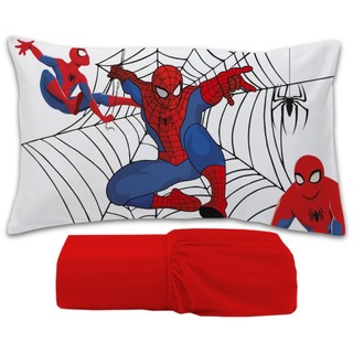 Jogo De Lençol 2 peças Infantil Temático De Personagens - Homem Aranha (Fundo Branco)