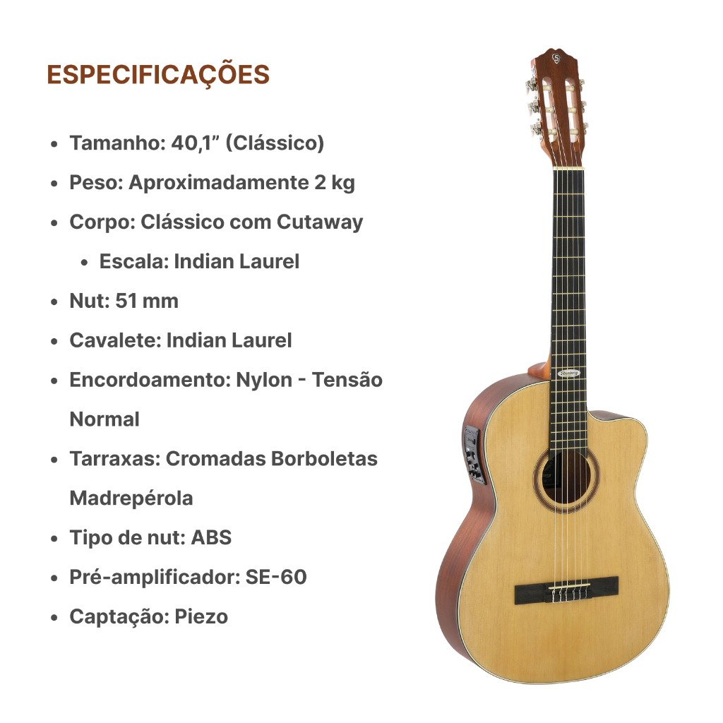 Violao Strinberg Sc200c Ns Fosco Kit Capa Luxo Acessorios — imagem 2 de 2