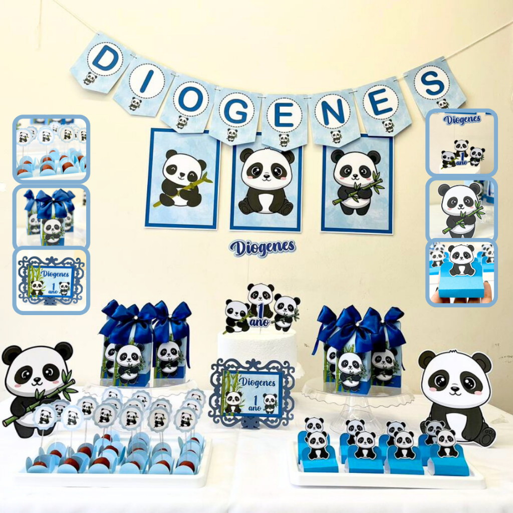 Kit Festa Panda Personalizado | Só Bolinho | 100 itens  |  Lembrancinha  |  Aniversário
