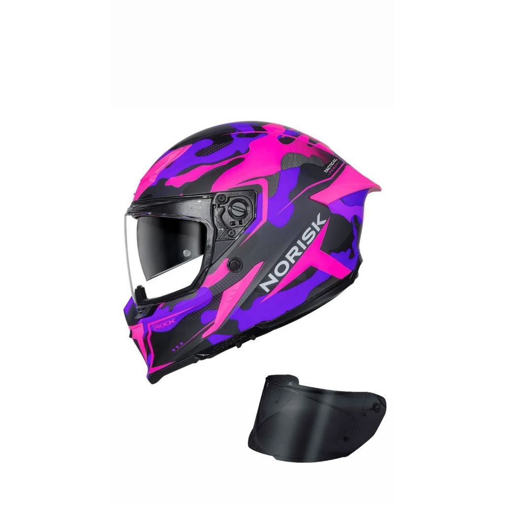 Capacete fechado Norisk Rock Tactical Preto Roxo Fosco camuflado feminino tank + viseira fume