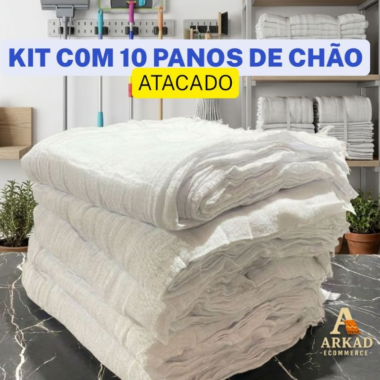 Pano de chão Alvejado Tipo Saco Gigante 75cm x 45cm Seca Rápido