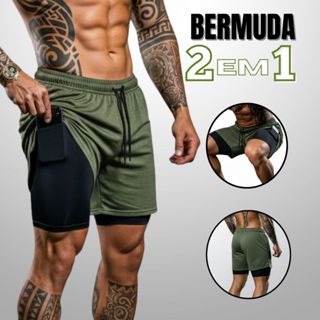 Shorts 2 Em 1 Masculino Para Treinar Musculação Bermuda Dupla Dry Fit em Oferta na Shopee
