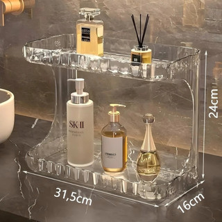 Organizador Prateleira Diamante 2 Andares Acrílico Para Maquiagem Cosméticos Suporte Multiuso