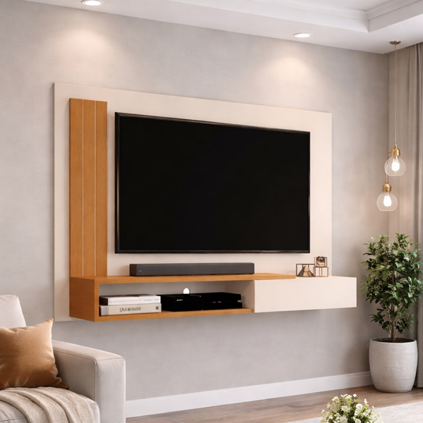*queima de Estoque Painel Sala Tv Smart Até 50 Polegadas Math com Porta e Nicho