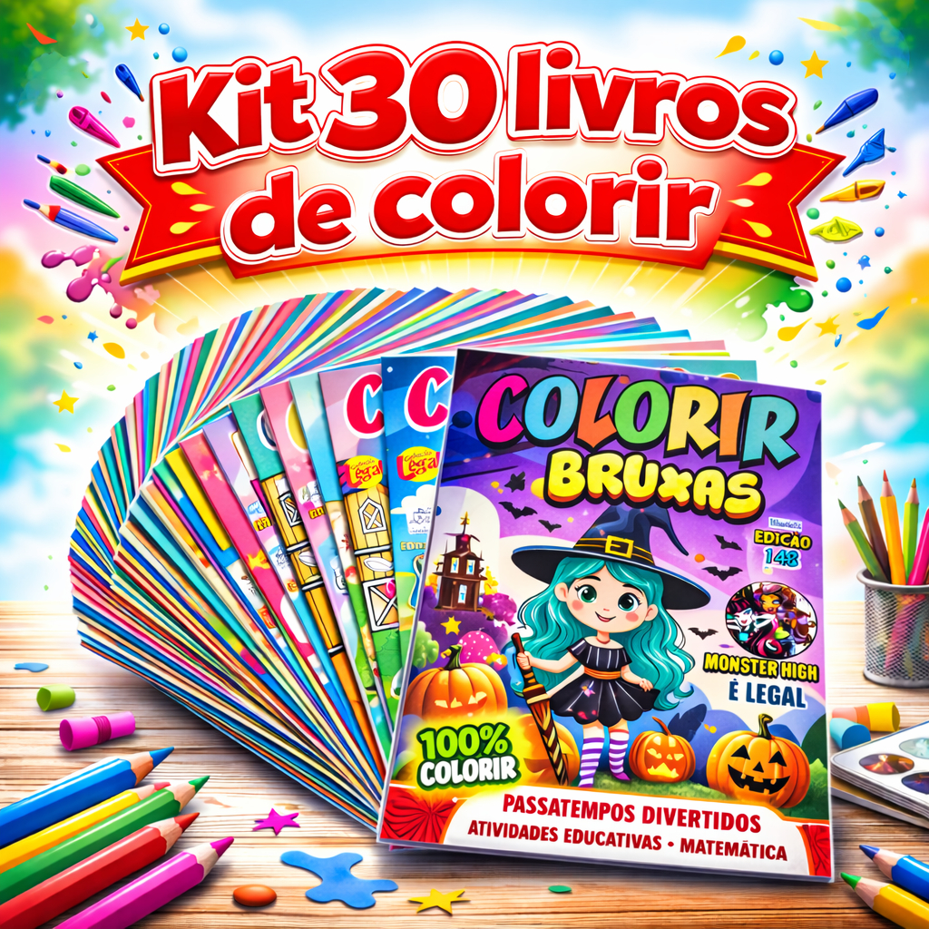 Kit 30 Revistinha Livro educativo de Colorir Infantil p/ Kit Festa Lembrancinha Prenda