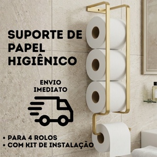 Porta Papel Higiênico Banheiro Parede Suporte Moderno Decorativo Preto Prata Dourado Acabamento Luxo em Oferta na Shopee