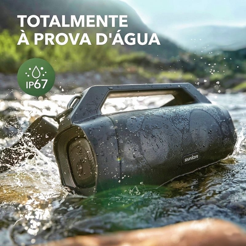 Caixa de som potente - Anker Soundcore Motion Boom Plus 80W RMS Bluetooth 5.3 IP67 Resistente Água Bateria 20h Powerbank