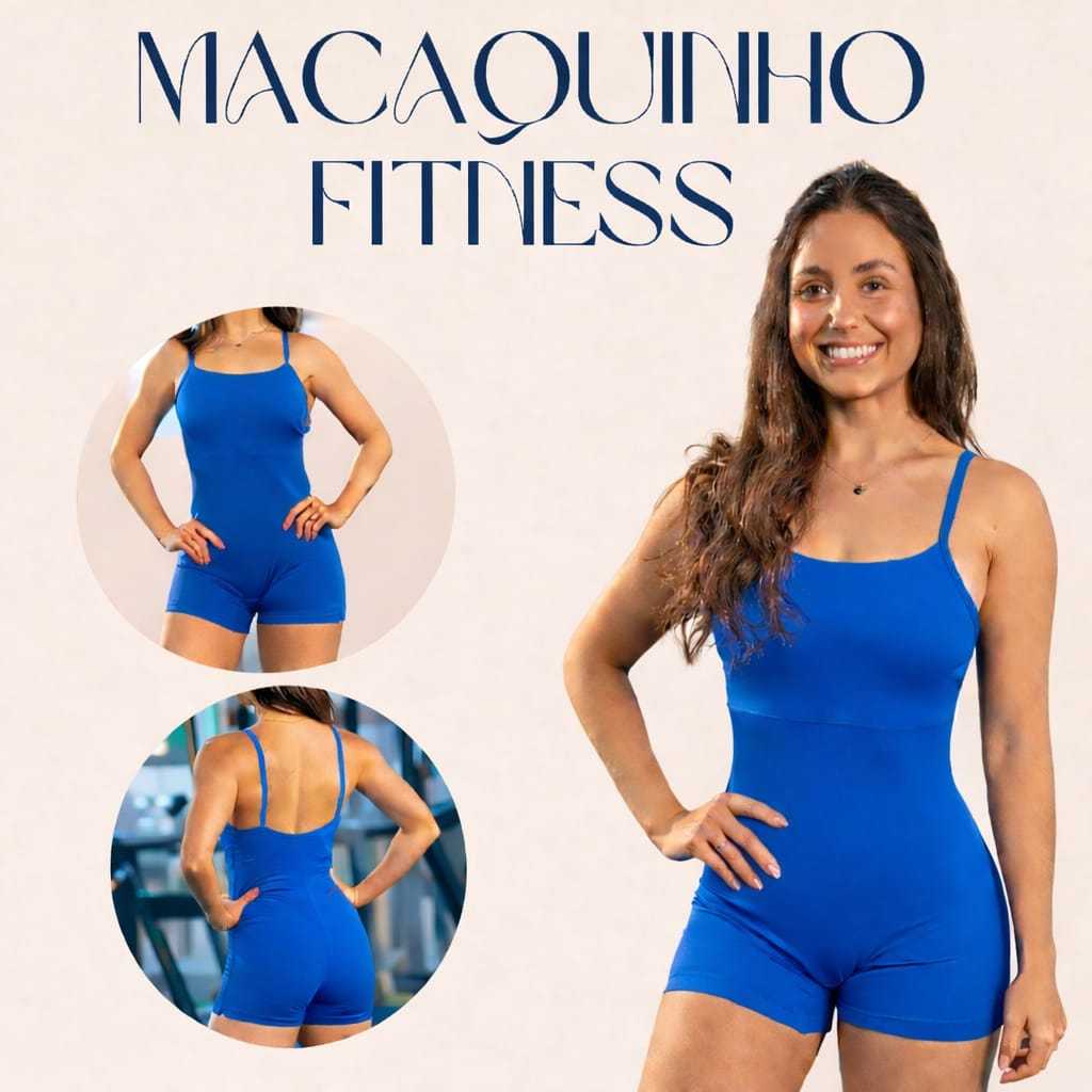 Macaquinhos Fitness feminino Poliéster Zero Transparência em Oferta na Shopee