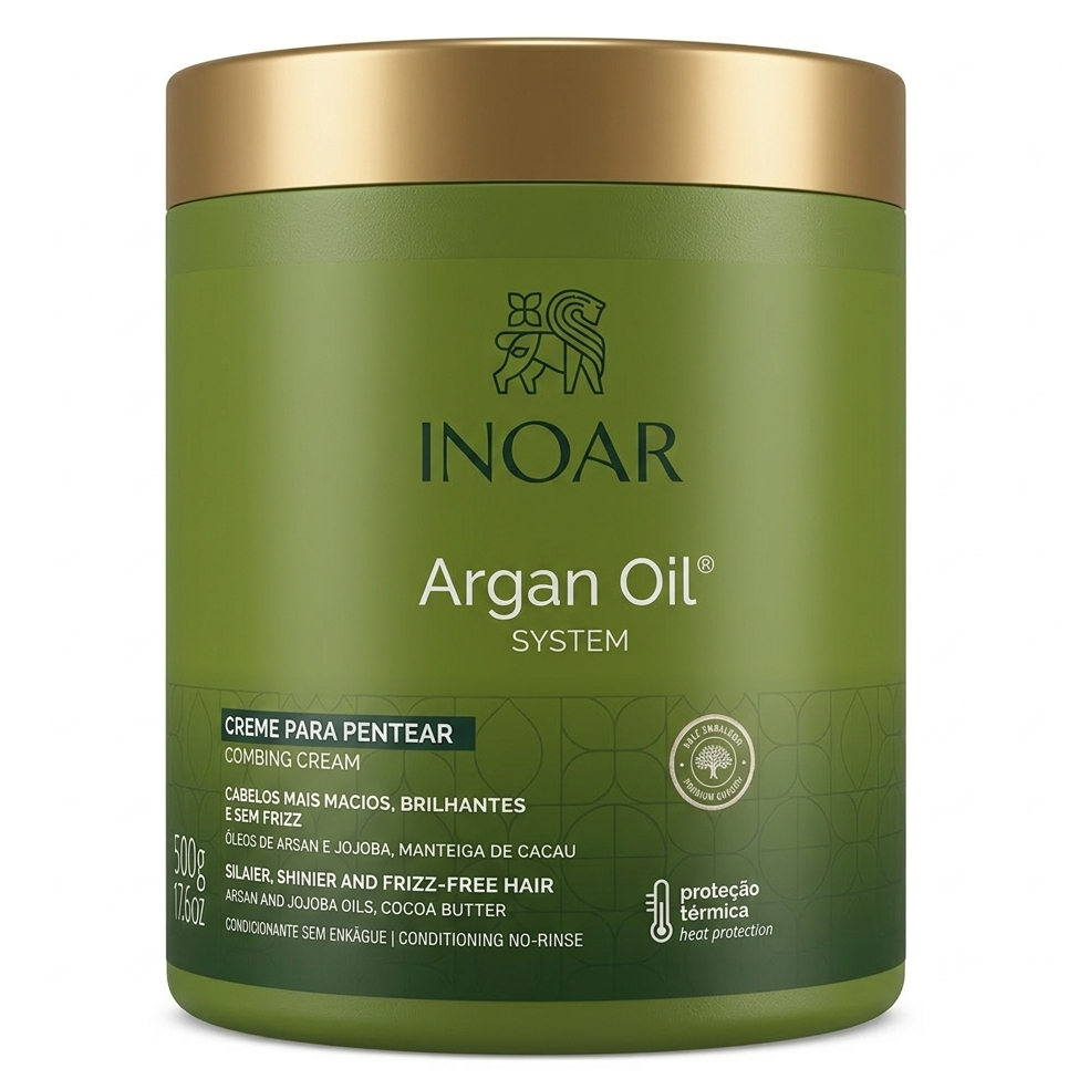 Creme de Pentear Argan Oil 500g Inoar - Desembaraça Anti-Frizz Hidratação Maciez Finalizador