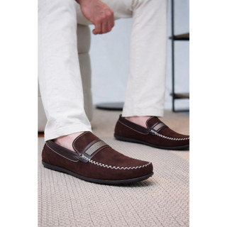 Mocassim Sapato Casual Masculino Camurça Gorgorão Café Marrom Dockside Conforto Envio Rápido