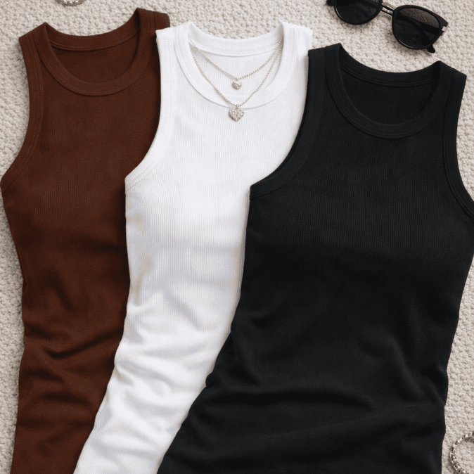 Kit 3 Regata Canelada Feminina Lisa Blusa Básica Camiseta Casual Blusinha Blusa Ribana  Americana