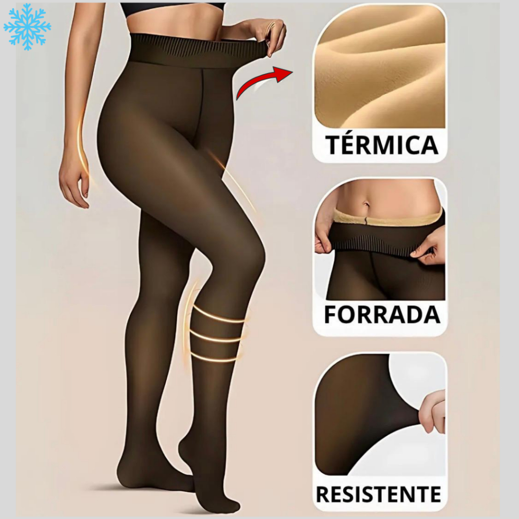 Meia Calça de Lã Térmica Translúcida Forrada Pelinho Peluciada Frio em Oferta na Shopee