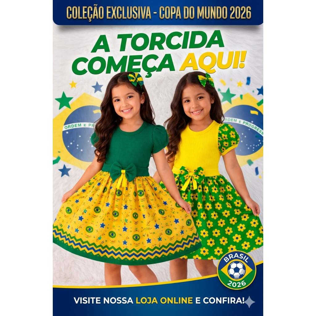 vestido infantil Brasil copa do mundo 2026 ULTIMAS UNIDADES