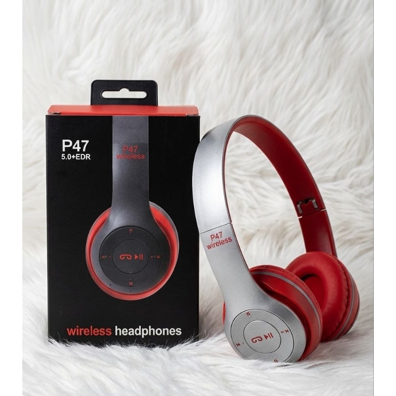 Fone de Ouvido Bluetooth P47 Sem Fio Wireless 5.0+EDR Dobrável com Microfone Entrada Cartão SD e Rádio FM-Envio Imediato