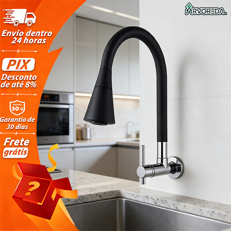 Torneira Gourmet Cozinha Preta Flexível Para Pia e Bancada Mármore 2 Jatos 1/4 Volta em Oferta na Shopee