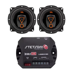 Kit Par Alto Falantes JBL 5TRMS80 5 Pol + Módulo Amplificador Stetom IR160.2 2 Ohms