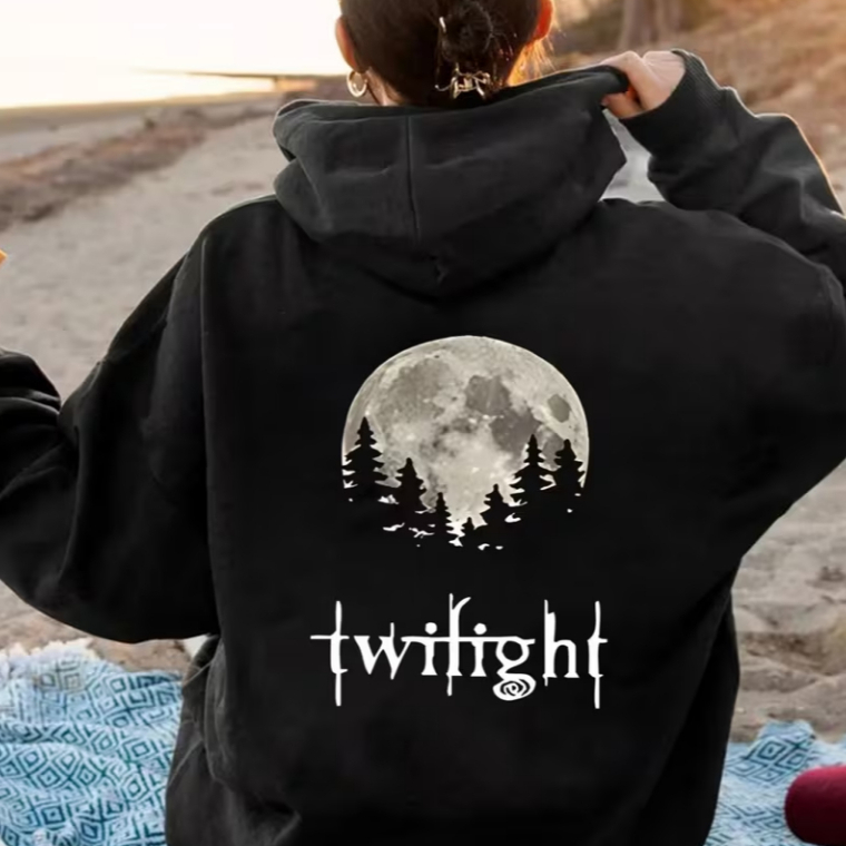 Moletom com Capuz e Bolso Modelo Canguru Crepusculo Twilight Edward Bella Vampiro Lobo Filme Livros