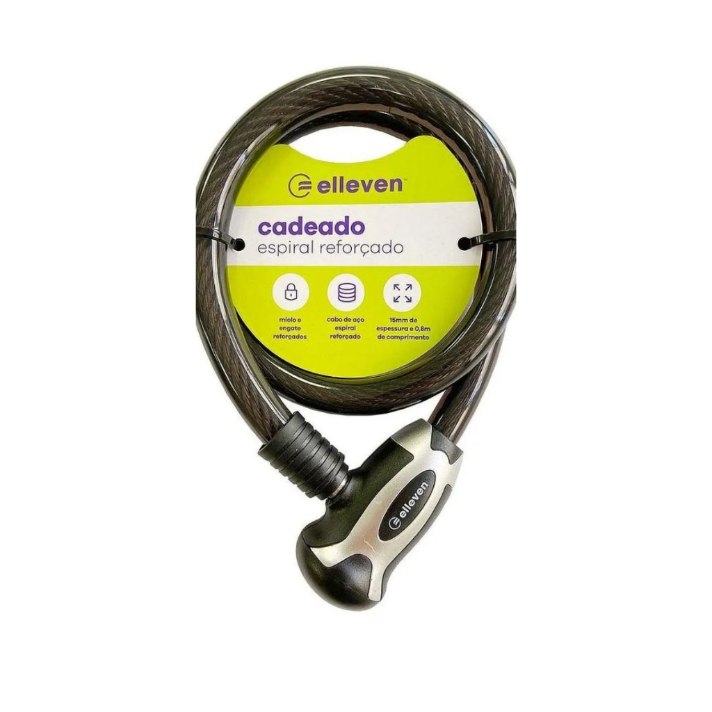 CADEADO ELLEVEN CABO DE AÇO 80CM X 15MM COM 2 CHAVES em Oferta na Shopee