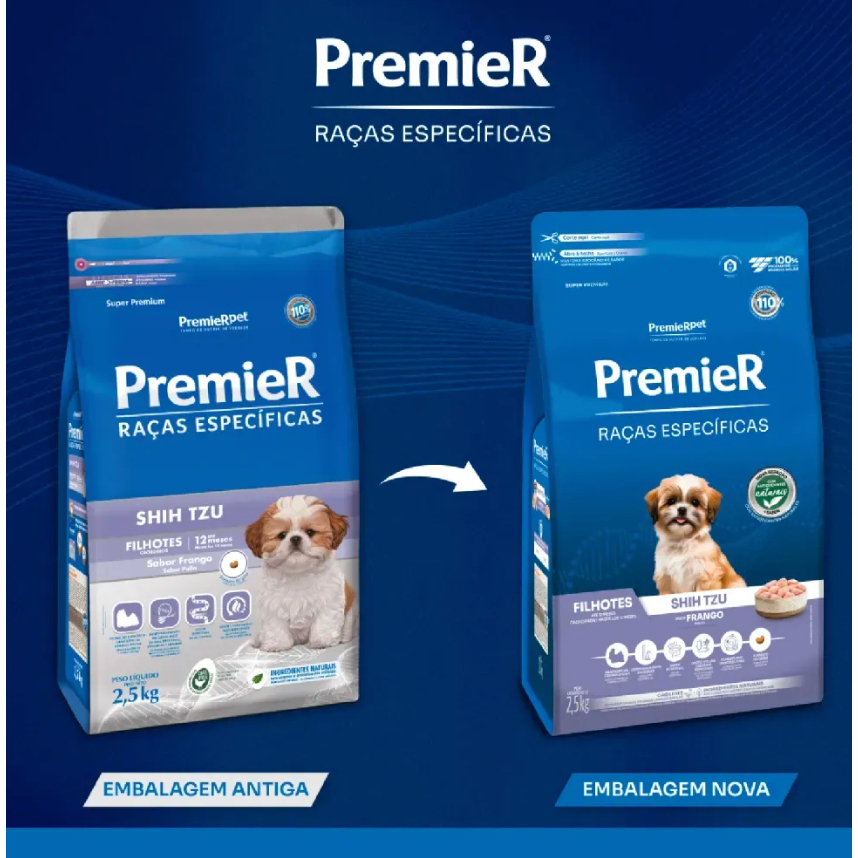 Ração Premier Shih Tzu Filhote 1kg Raças Específicas Crescimento Saudável Pelagem Bonita