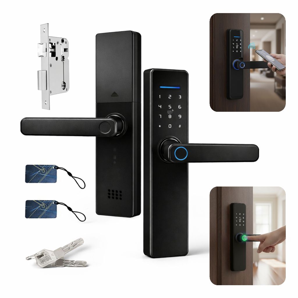 Fechadura Eletrônica Digital Com Biometria, Bluetooth, Senha Touch, Chave e Tag