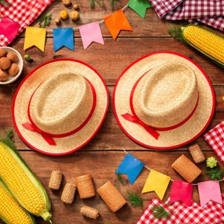 Chapéu Palha Malandrinho Caipira Festa Junina Infantil Cowboy Italianinho Arraiá São João em Oferta na Shopee