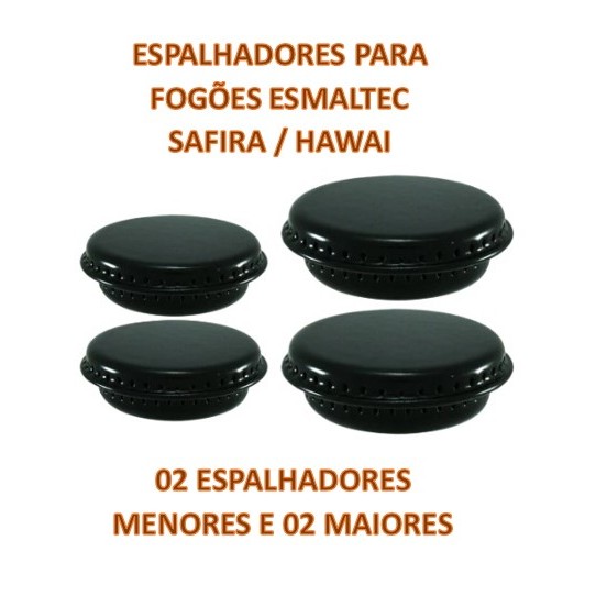 Boca de fogão Espalhadores Tampas Tampinhas Esmaltec Safira/Hawai kit com 4 peças