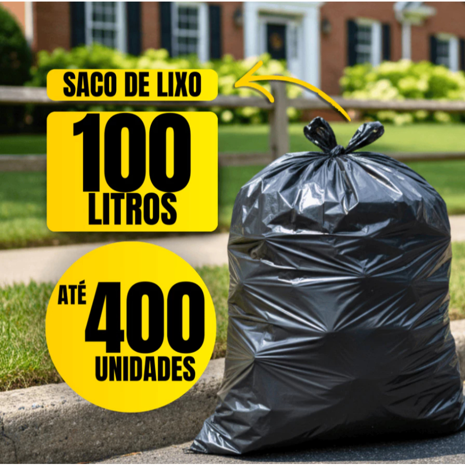 SACO DE LIXO REFORÇADO RESISTENTE GROSSO 100 LITROS PRETO 6 MICRA