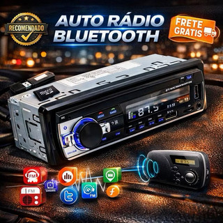 Rádio Automotivo Bluetooth USB SD MP3 FM 4x60W com Controle Remoto Som Carro Player Veicu…