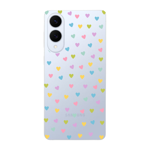 Capinha para Samsung S25 Edge Anti Impacto Personalizada - Corações Coloridos com fundo transparente