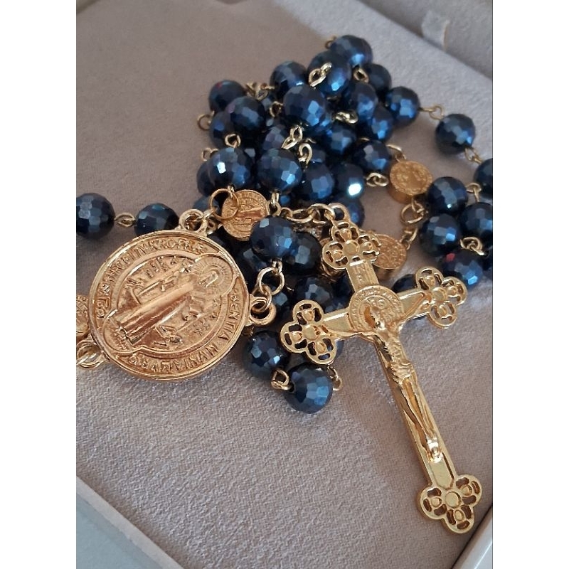Terço São Bento Banhado a Ouro | Terço para Noivo | Terço dos Homens | Presente Dia das Mães