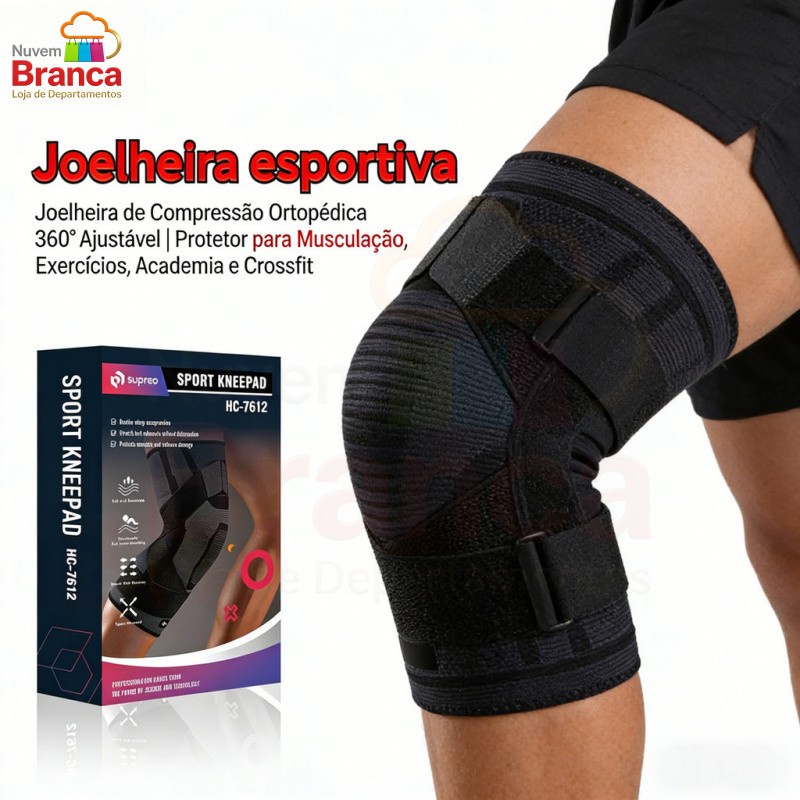 Joelheira de Compressão Ortopédica 360° Ajustável