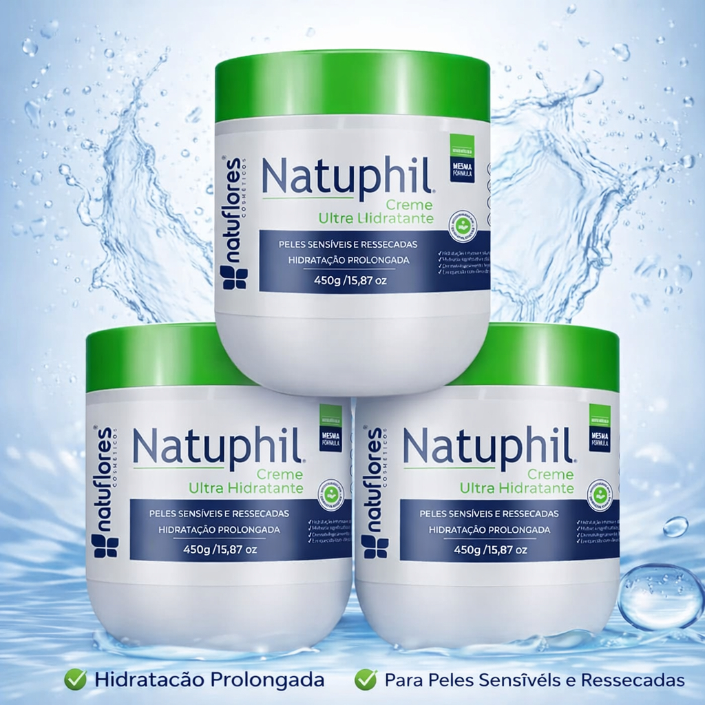 Creme Hidratante Natuphil 450g Ultra Hidratante Para Peles Sensíveis e Ressecadas Hidratação Prolongada