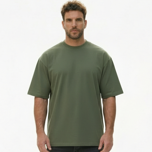 Camiseta Oversized Masculina Verde Musgo Algodao Fio 30.1 Envio Imediato Streetwear Varias Cores Lisa